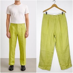 Inserch Men’s Green 100% Linen Pants Size 34 NWT